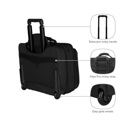 Wenger - Kelioninis bagažas ant ratų 29 l + nešiojamojo kompiuterio dėklas 15,6" Granada juoda