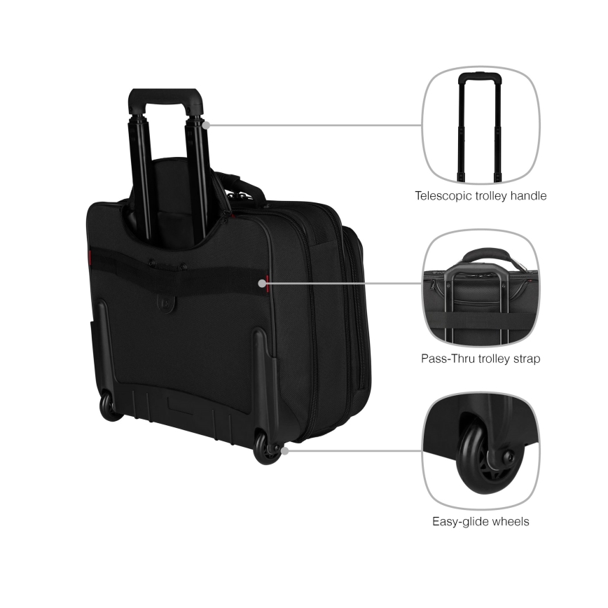Wenger - Kelioninis bagažas ant ratų 29 l + nešiojamojo kompiuterio dėklas 15,6" Granada juoda
