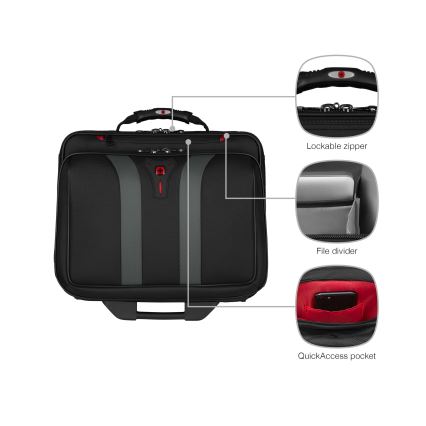 Wenger - Kelioninis bagažas ant ratų 29 l + nešiojamojo kompiuterio dėklas 15,6" Granada juoda