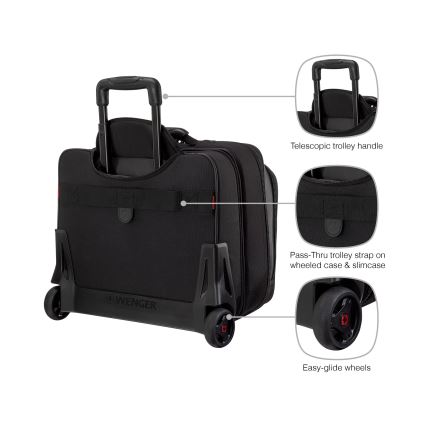 Wenger - Kelioninis lagaminas ant ratuku 23 l 17" + nešiojamojo kompiuterio krepšys 15,4" Potomac juoda