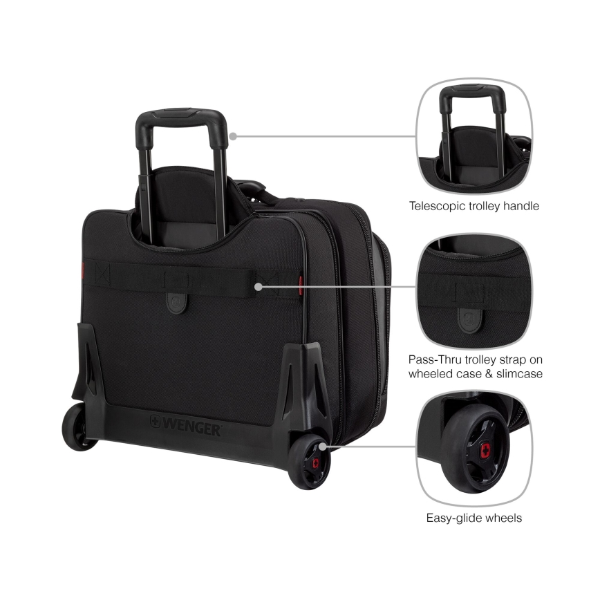 Wenger - Kelioninis lagaminas ant ratuku 23 l 17" + nešiojamojo kompiuterio krepšys 15,4" Potomac juoda