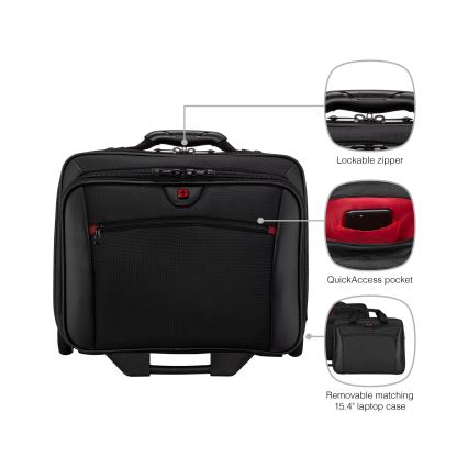 Wenger - Kelioninis lagaminas ant ratuku 23 l 17" + nešiojamojo kompiuterio krepšys 15,4" Potomac juoda