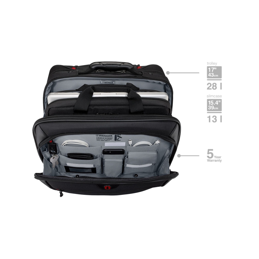 Wenger - Kelioninis lagaminas ant ratuku 23 l 17" + nešiojamojo kompiuterio krepšys 15,4" Potomac juoda