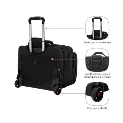 Wenger - Kelioninis lagaminas ant ratuku 25 l 17" + nešiojamojo kompiuterio krepšys 15,6" Patriot juoda