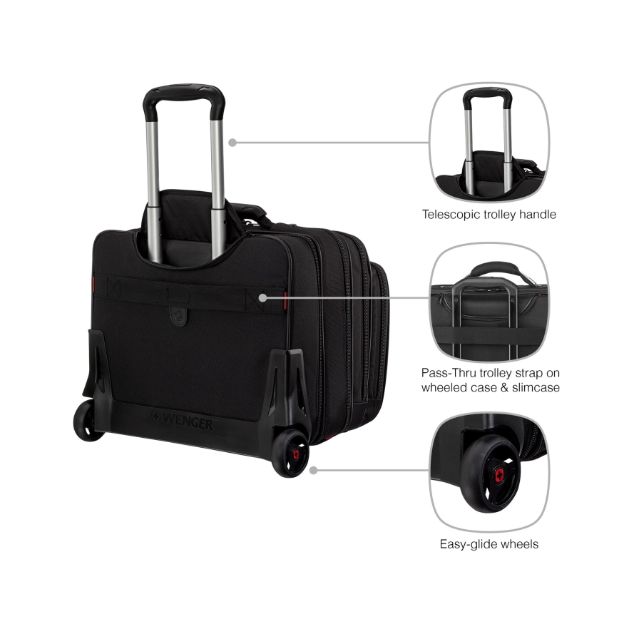 Wenger - Kelioninis lagaminas ant ratuku 25 l 17" + nešiojamojo kompiuterio krepšys 15,6" Patriot juoda