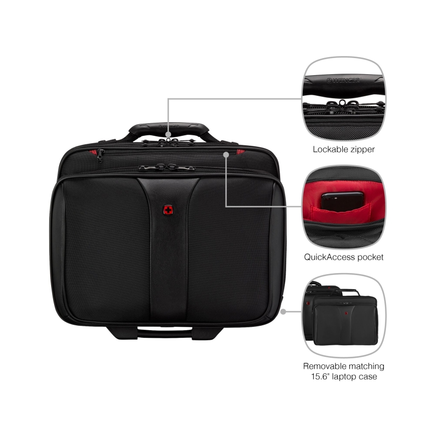 Wenger - Kelioninis lagaminas ant ratuku 25 l 17" + nešiojamojo kompiuterio krepšys 15,6" Patriot juoda