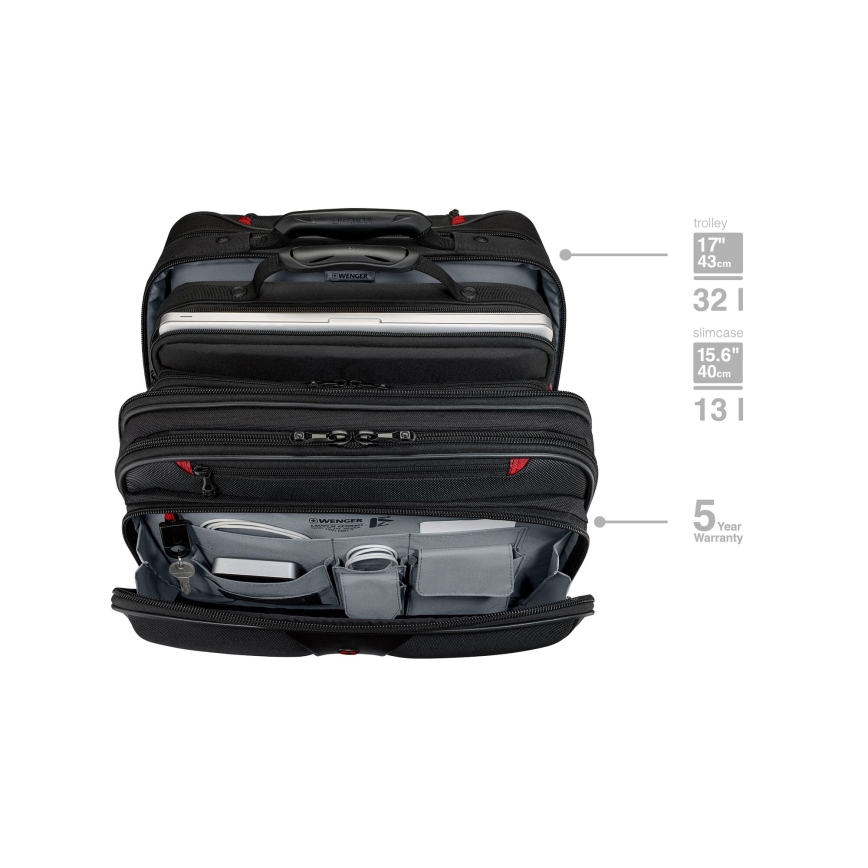 Wenger - Kelioninis lagaminas ant ratuku 25 l 17" + nešiojamojo kompiuterio krepšys 15,6" Patriot juoda