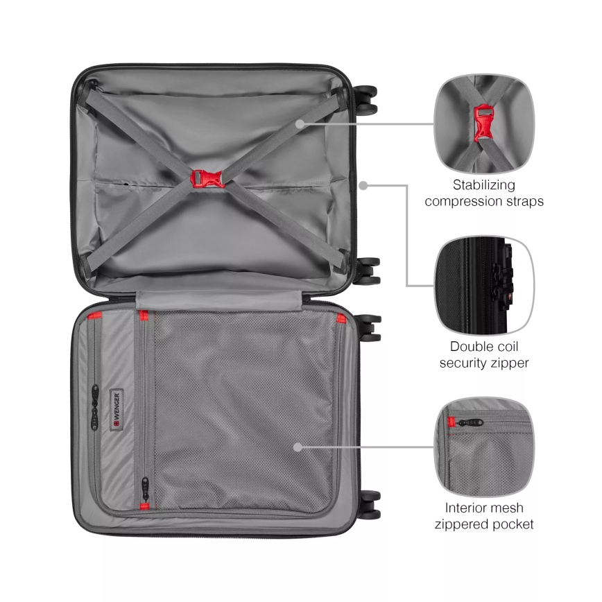 Wenger - Kelioninis lagaminas ant ratuku 39 l Legacy juoda