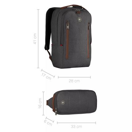 Wenger - Nešiojamojo kompiuterio kuprinė 15 l 16" su kišene planšetei 12" + crossbody bag Miestas Upgrade 2in1 pilka