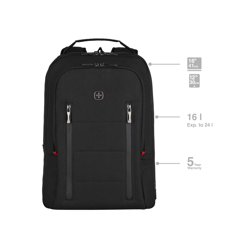 Wenger - Nešiojamojo kompiuterio kuprinė 16 l 16" su kišene planšetei 12" Miestas Traveler juoda