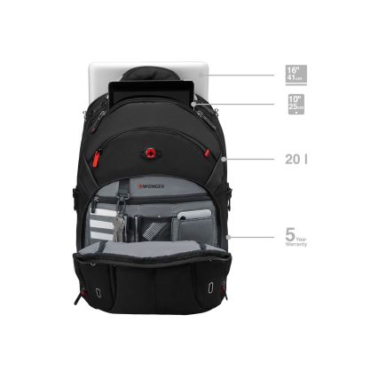 Wenger - Nešiojamojo kompiuterio kuprinė 20 l 15" su kišene planšetei 10" Gigabyte juoda