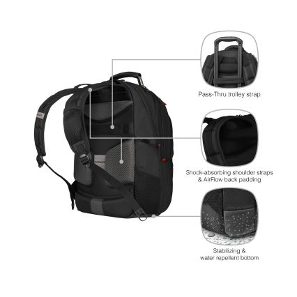 Wenger - Nešiojamojo kompiuterio kuprinė 25 l 16" su kišene planšetei 10" Pegasus Deluxe juoda