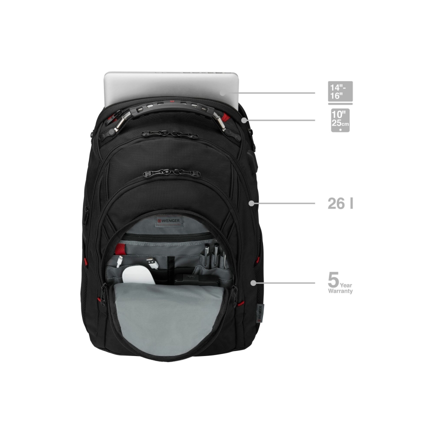 Wenger - Nešiojamojo kompiuterio kuprinė 26 l 17" su kišene planšetei 10" Ibex Ballistic Deluxe