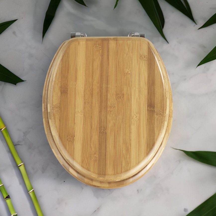 WENKO 144726100 - Tualeto sėdynė BAMBOO 34x41 cm ruda/sidabrinė