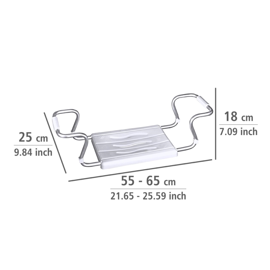 WENKO 17930100-Vonios sėdynė SECURA 26x18 cm balta/sidabrinė