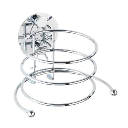 WENKO 18770100 - TURBO-LOC plaukų džiovintuvo laikiklis, apvalus, plieninis, 14 x 11,5 cm, blizgus chromas