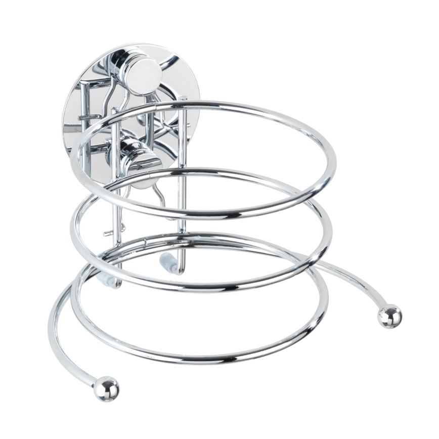 WENKO 18770100 - TURBO-LOC plaukų džiovintuvo laikiklis, apvalus, plieninis, 14 x 11,5 cm, blizgus chromas