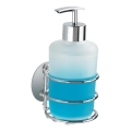 WENKO 18777100 - Skysto muilo dozatorius TURBO-LOC, apvalus plieninis, 7,5x16,5 cm, blizgus chromuotas/baltas
