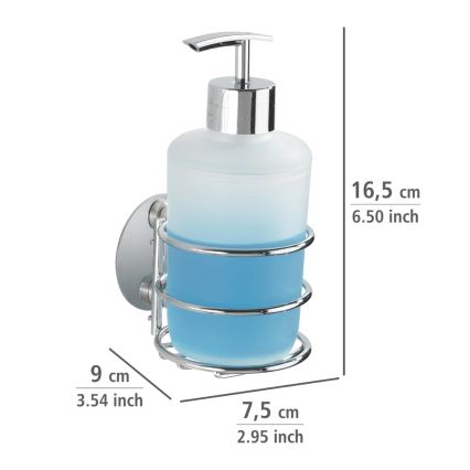 WENKO 18777100 - Skysto muilo dozatorius TURBO-LOC, apvalus plieninis, 7,5x16,5 cm, blizgus chromuotas/baltas