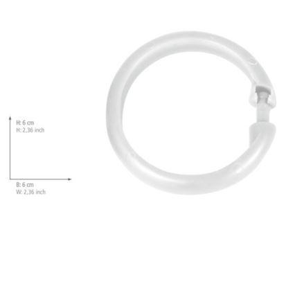 WENKO 19194100 - LYGE dušo užuolaidos žiedai 6x6 cm balti