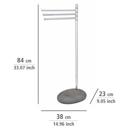 WENKO 19493100 - Rankšluosčių stovas PEBBLE STONE 38x84 cm, blizgus chromas/pilka