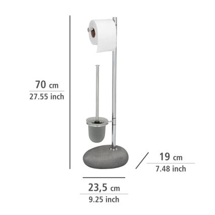 WENKO 19494100 - WC šepetys PEBBLE STONE 23,5x70 cm blizgus chromas/pilkas/satinuotas
