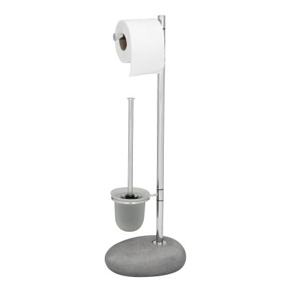 WENKO 19494100 - WC šepetys PEBBLE STONE 23,5x70 cm blizgus chromas/pilkas/satinuotas