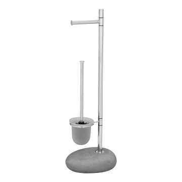 WENKO 19494100 - WC šepetys PEBBLE STONE 23,5x70 cm blizgus chromas/pilkas/satinuotas