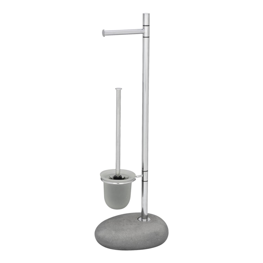 WENKO 19494100 - WC šepetys PEBBLE STONE 23,5x70 cm blizgus chromas/pilkas/satinuotas
