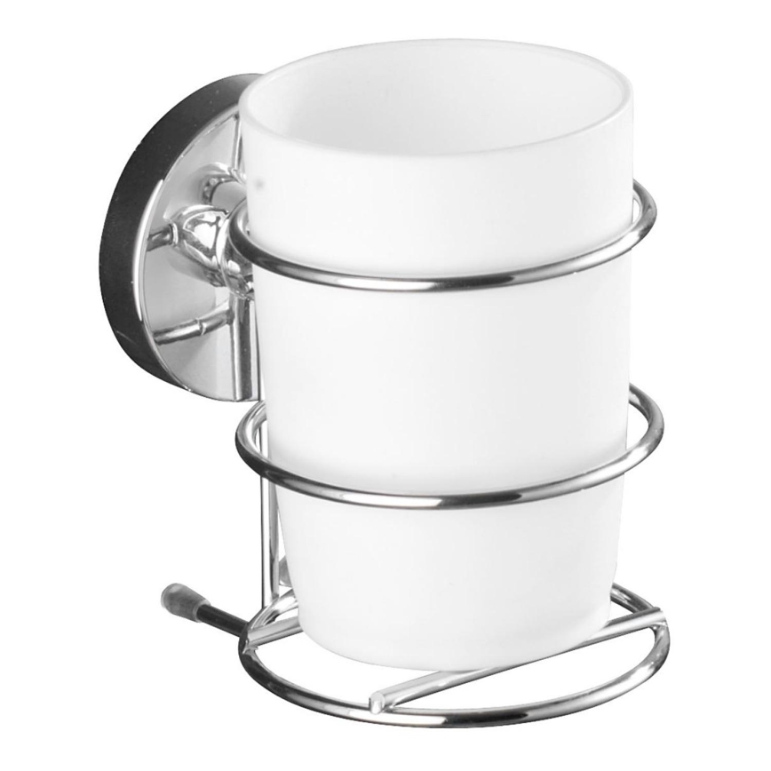WENKO 20880100-Puodelis VACUUM-LOC MILAZZO 7,5x11,5 cm blizgus chromas/balta