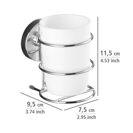 WENKO 20880100-Puodelis VACUUM-LOC MILAZZO 7,5x11,5 cm blizgus chromas/balta