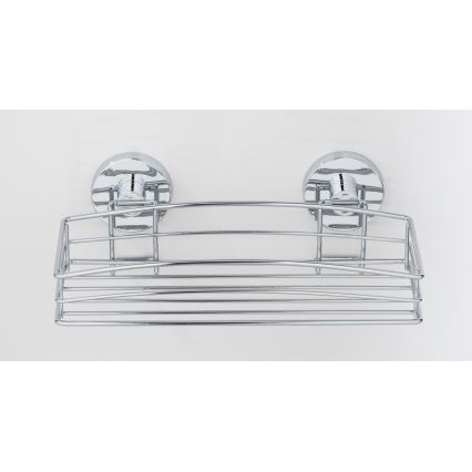 WENKO 20883100 – VACUUM-LOC apvali lentynėlė, plienas, 26 x 15,3 cm, blizgus chromas