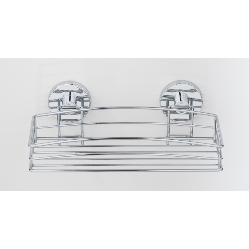 WENKO 20883100 – VACUUM-LOC apvali lentynėlė, plienas, 26 x 15,3 cm, blizgus chromas