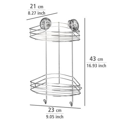 WENKO 20885100-Kampinė lentyna VACUUM-LOC RUND STAH 24,5x41 cm blizgus chromas
