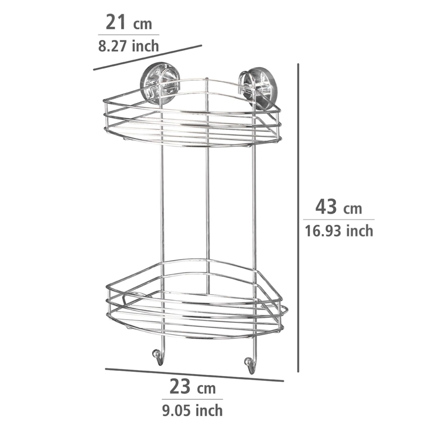 WENKO 20885100-Kampinė lentyna VACUUM-LOC RUND STAH 24,5x41 cm blizgus chromas