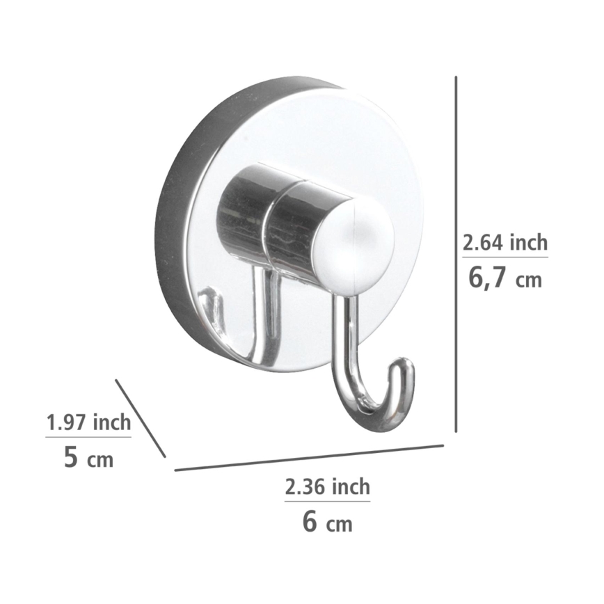 WENKO 20900100-Kabliukas VACUUM-LOC apvalus plieninis 6x6,7 cm blizgus chromuotas