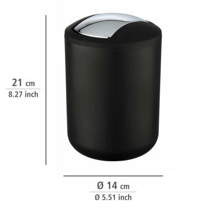WENKO 21211100 - BRASIL šiukšlių dėžė 14x21 cm juoda/blizgus chromas