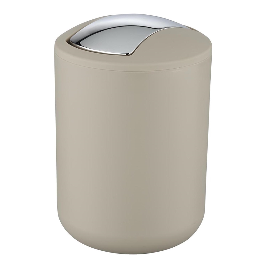 WENKO 21221100 - Šiukšliadėžė BRASIL 14x21 cm smėlio spalvos/blizgus chromas