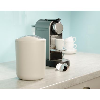 WENKO 21221100 - Šiukšliadėžė BRASIL 14x21 cm smėlio spalvos/blizgus chromas