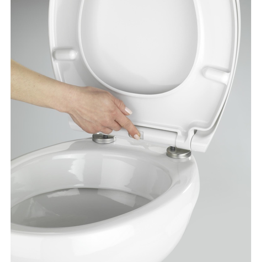 WENKO 21903100-WC sėdynė SAMOS 44,5x37,5 cm balta/sidabrinė