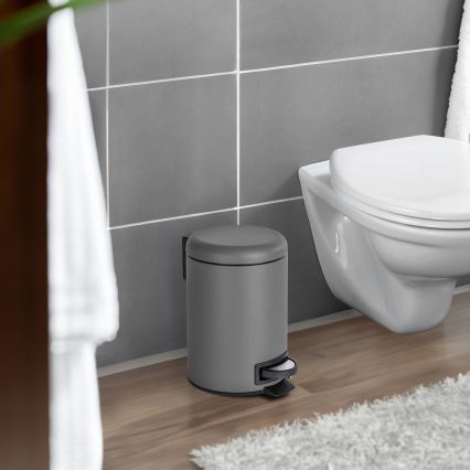 WENKO 22148100 - Šiukšliadėžė LEMAN 17x25 cm pilka/juoda