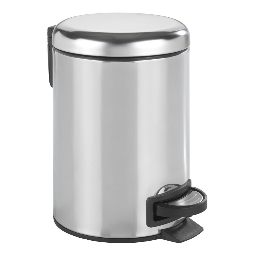 WENKO 22444100 - LEMAN šiukšlių krepšelis 17x25 cm, iš nerūdijančio plieno, sidabro/juodos spalvos