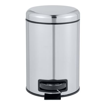 WENKO 22444100 - LEMAN šiukšlių krepšelis 17x25 cm, iš nerūdijančio plieno, sidabro/juodos spalvos