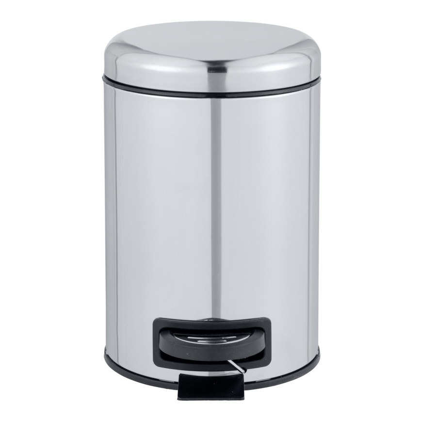 WENKO 22444100 - LEMAN šiukšlių krepšelis 17x25 cm, iš nerūdijančio plieno, sidabro/juodos spalvos