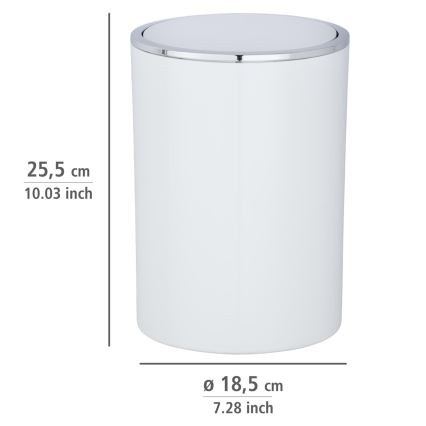 WENKO 22554100 - Šiukšliadėžė INCA 18,5x25,5 cm balta/blizgus chromas