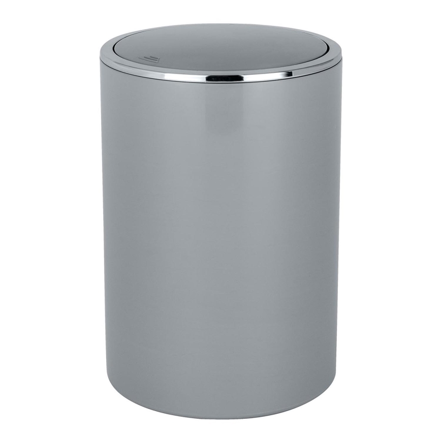 WENKO 22562100 - Šiukšlių dėžė INCA 18,5x25,5 cm pilka/blizgus chromas