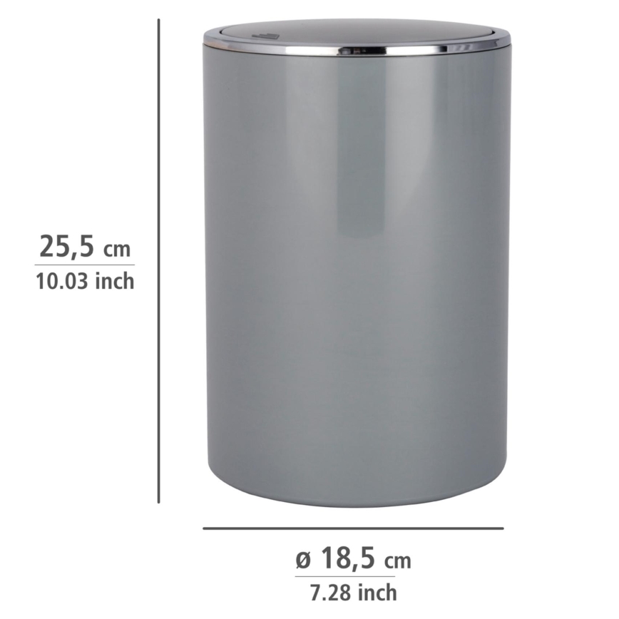WENKO 22562100 - Šiukšlių dėžė INCA 18,5x25,5 cm pilka/blizgus chromas