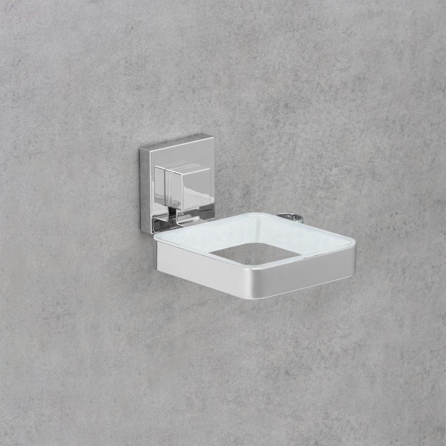 WENKO 22682100 - Plaukų džiovintuvo laikiklis VACUUM-LOC QUADRO ED 13,5x14 cm sidabrinis/chromuotas