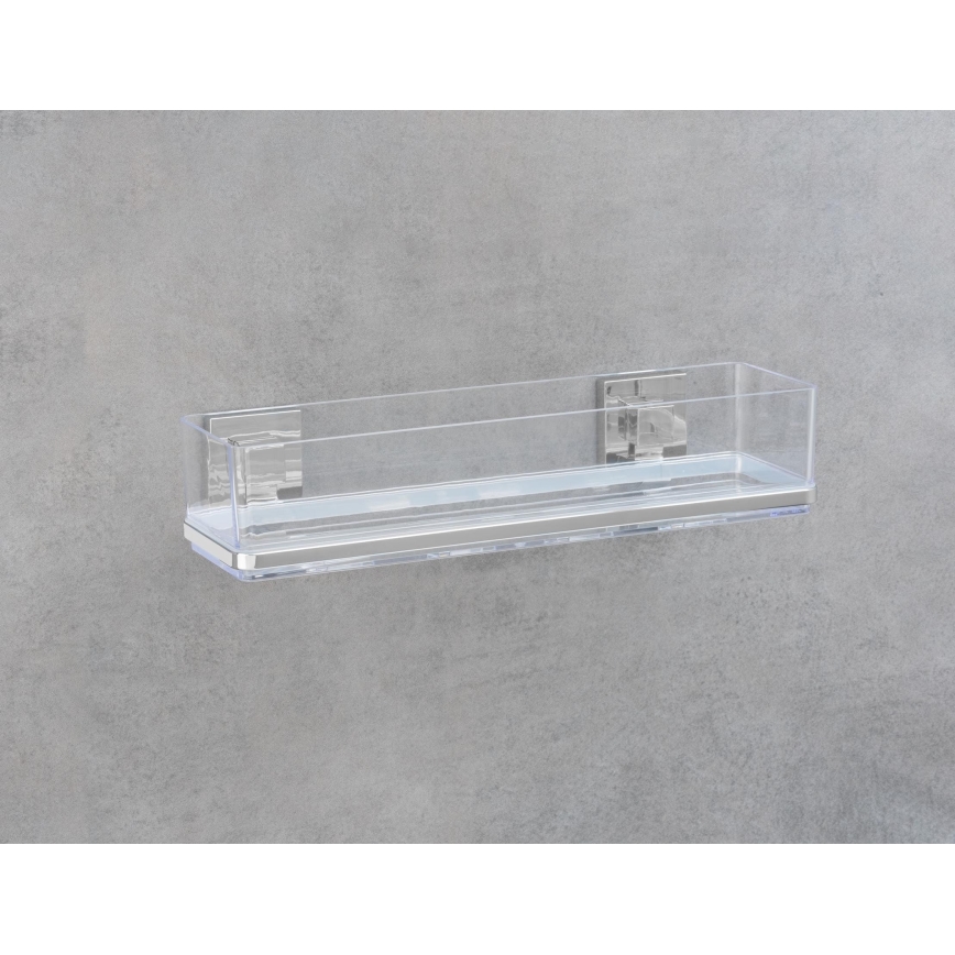 WENKO 22685100 - Lentynėlė VACUUM-LOC QUADRO ED 38,5x14,5 cm, sidabro spalvos / blizgus chromas