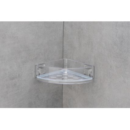 WENKO 22686100-Kampinė lentyna VACUUM-LOC QUADRO ED 28x19,5 cm sidabrinė/skaidri